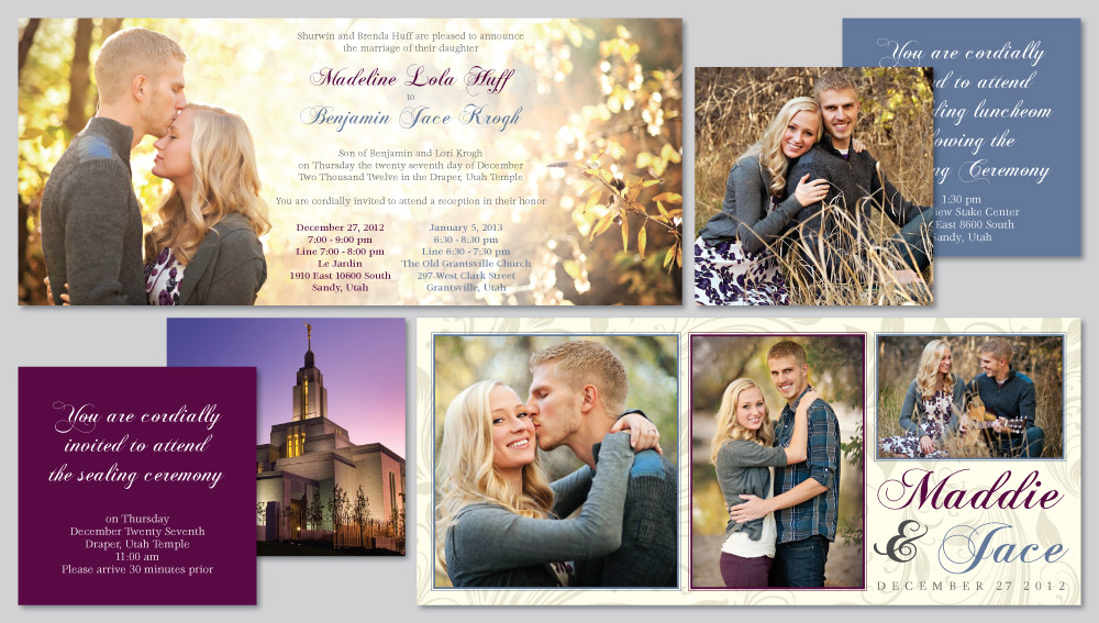 Double sided picture wedding invitations