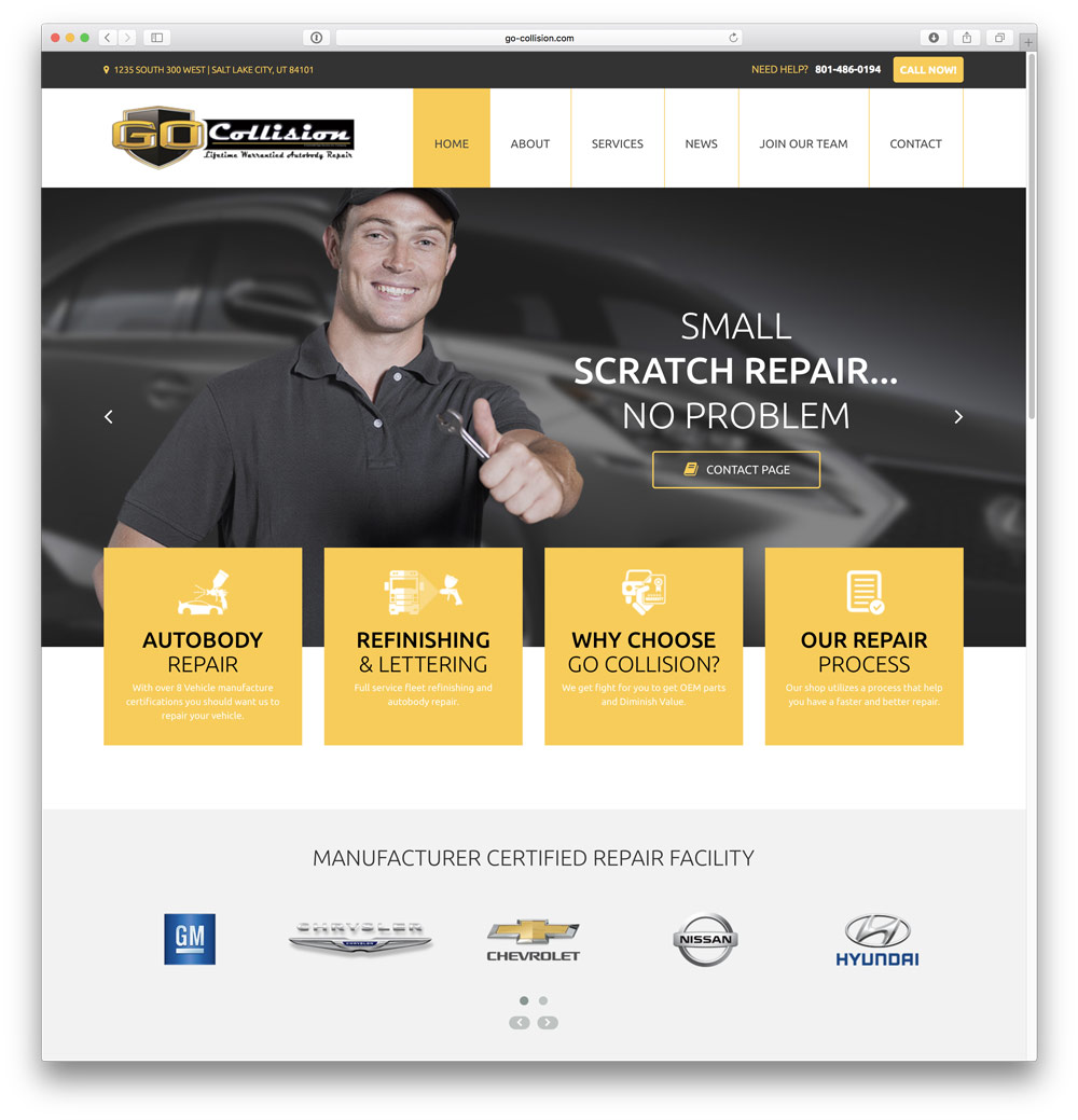 New Website for Go Collision. providing excellent Auto Body Repair to Salt Lake City, Utah.