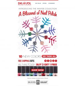 Painted Snowflake and arranged product accordingly for Winter Nail Polish design.