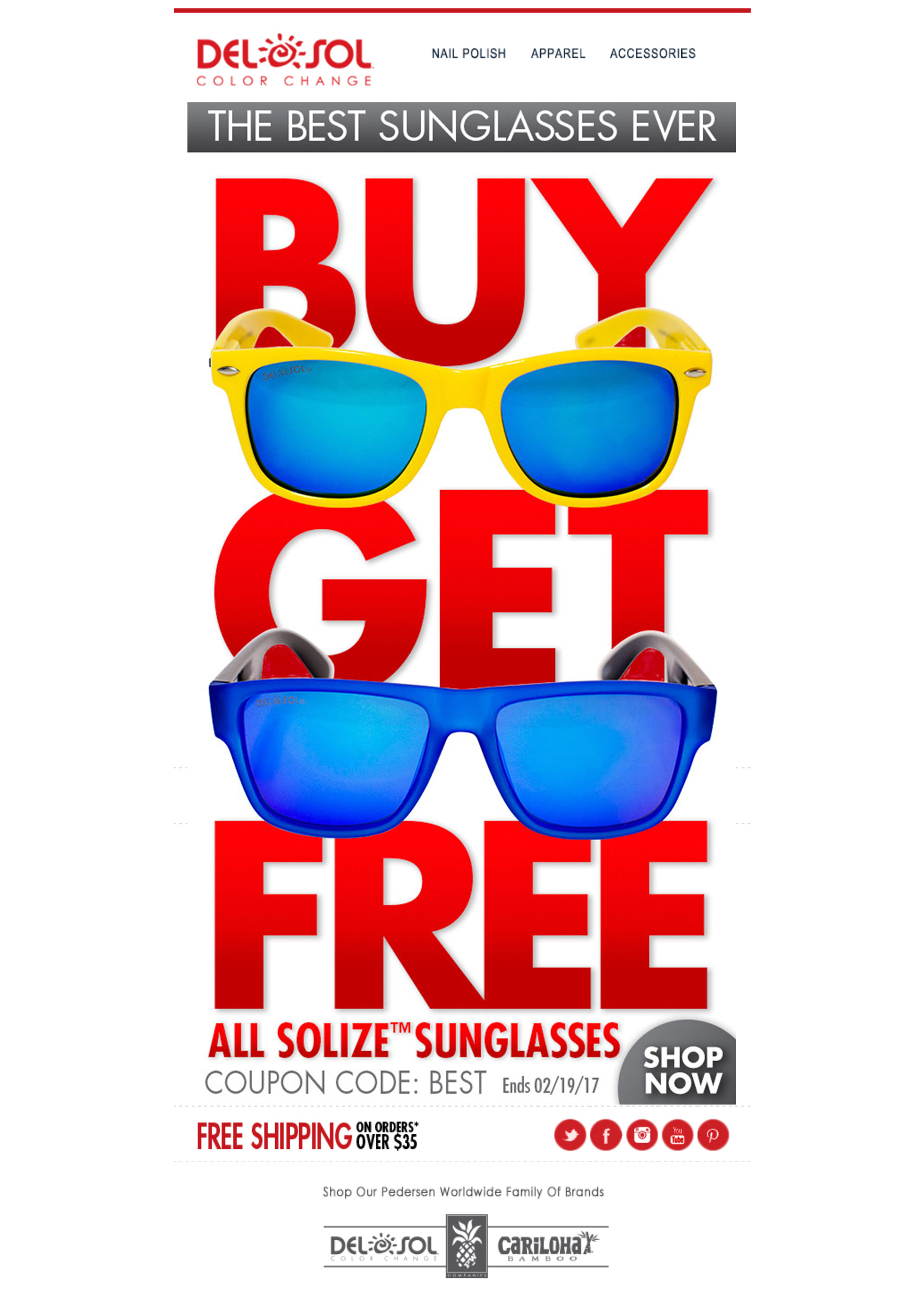 Shot Product Photography and Led Design team for Buy 1 Get 1 Free Solize™ Sunglasses Campaign.