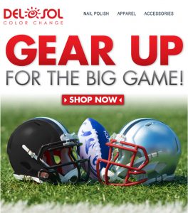 Email Campaign for the Big Game 2017. Shot product photo of football and photoshopped into picture of helmets.