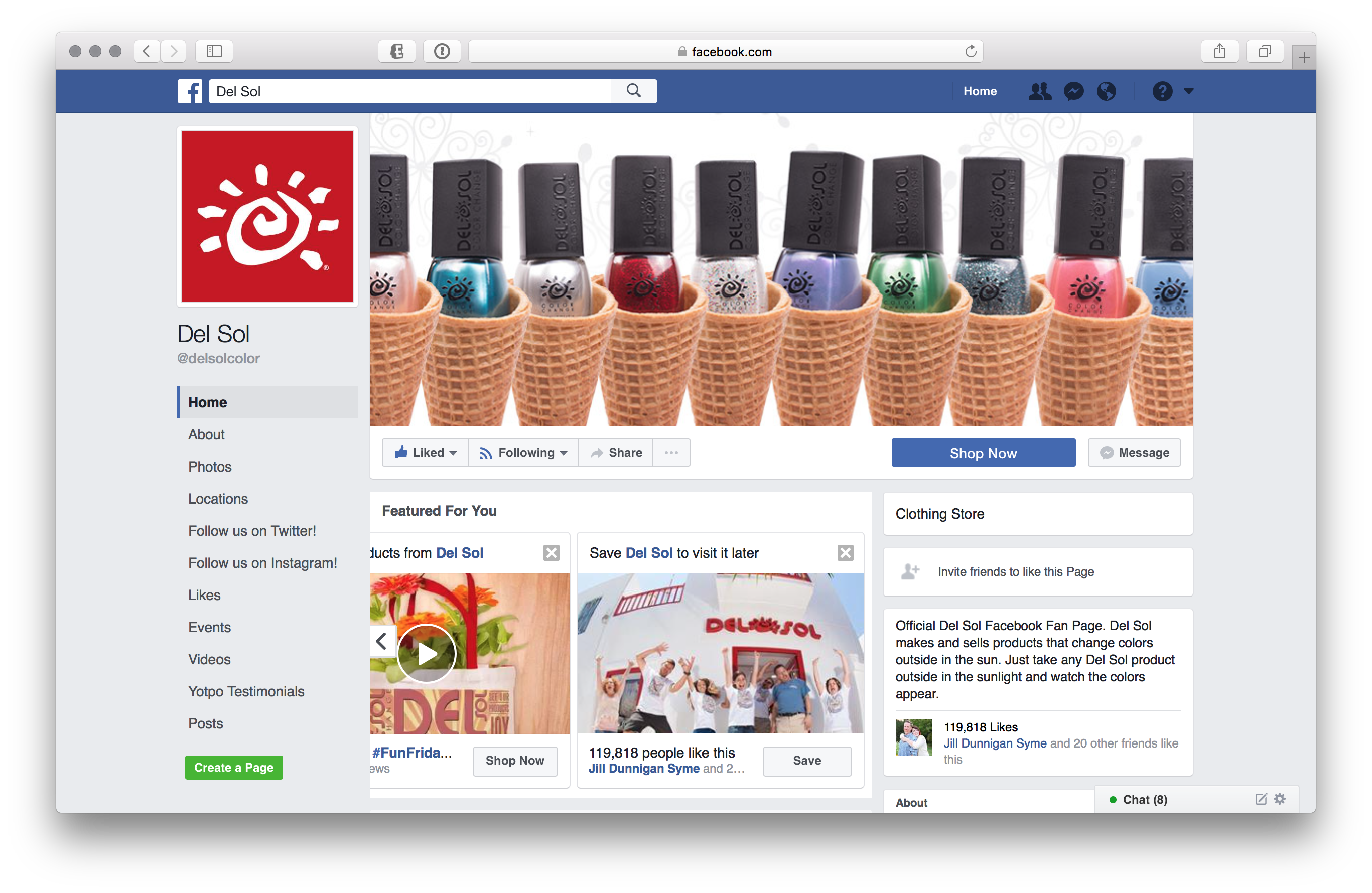 Created new cover photo for Corporate Facebook page to show off our Winter Nail Polish Collection.