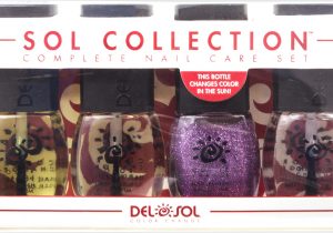 New Sol Collection box designed to have Cuticle Oil, Top Coat, and Base coat already in the box and allow the customer to choose a bottle of polish so slide in thru the top of the packaging.