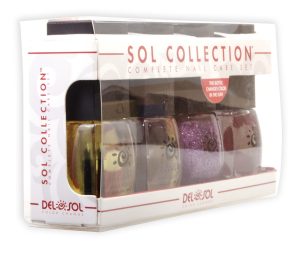 Plastic sleeve allows customer to slide the box out, insert their nail polish color of choice and slide the box back into the sleeve.